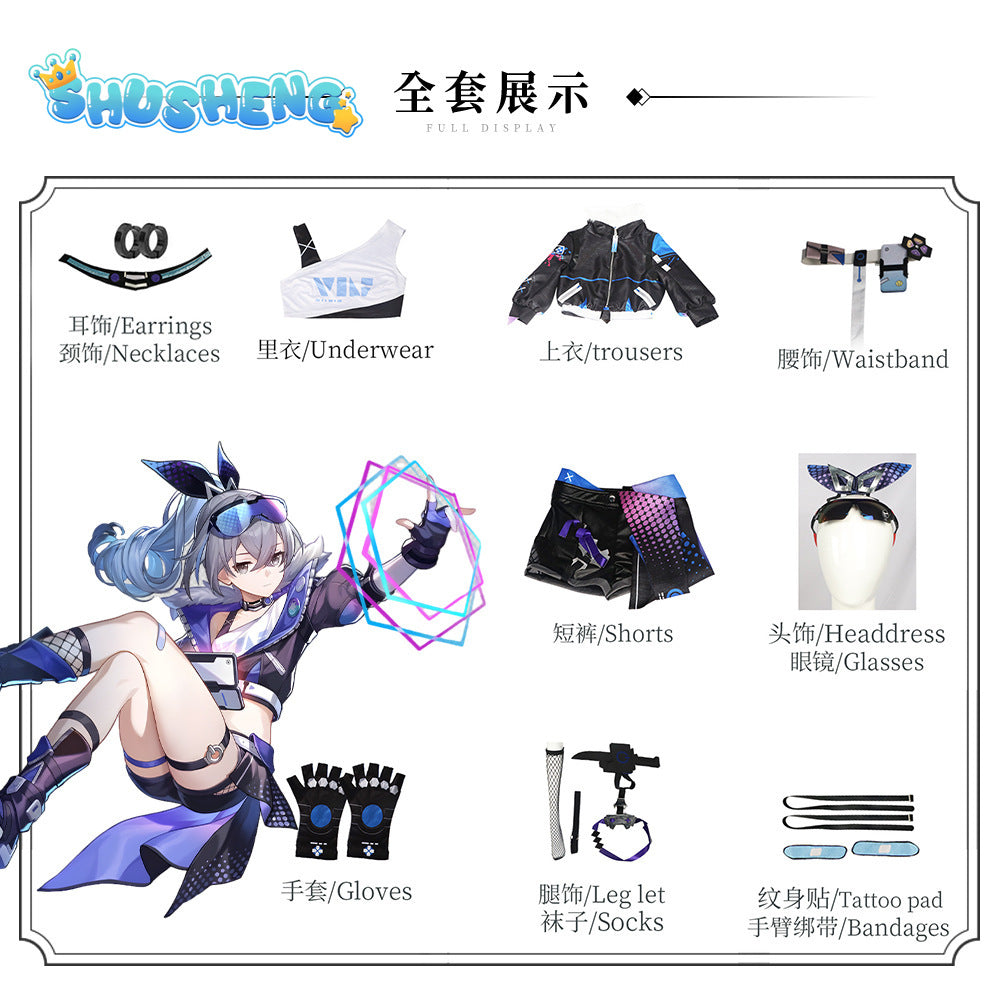 Silver Wolf Honkai Star Rail Costume Cosplay Game Uniform Glasses Star Hunter Hacker Halloween Party Carnival