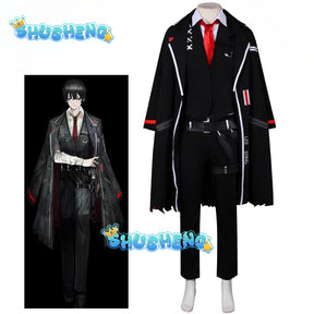 Limbus Company Cosplay Costume Yi Sang Black Hair Long Coat Shirt Pants Uniform Customized Men Women Halloween Party Outfits Wig