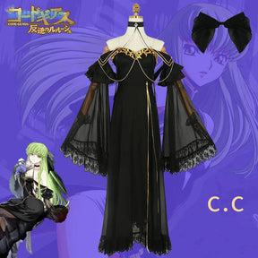 Code Geass cosplay C.C. New Halloween carnival sexy black evening dress party dress accessories prop C.C. A set of women