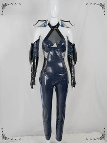 NIKKE：The Goddess of Victory  Mermaid Cosplay Costume Halloween party new black leather tight fitting jumpsuit wig prop sexy set