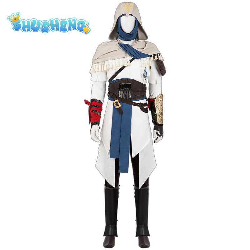 New Mirage Basim Ibn Ishaq Cosplay Costume Hat Coat Pants Belt Bracelet For Game Party Halloween Custom Made