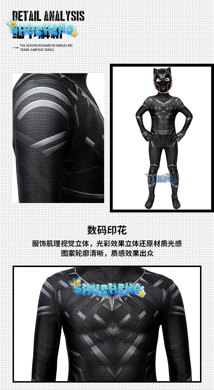 Anime Superhero Black Kids Panther Men Boys Adult Jumpsuits Children Panther Cosplay Halloween Costume Bodysuits Dress Up New