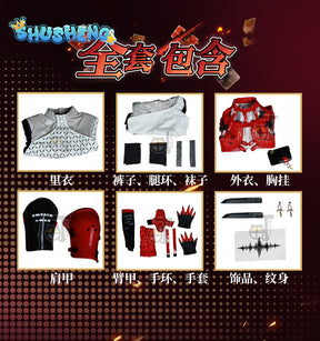 Wuthering Waves Scar Shanghen Cosplay Costume Coat shoulder armor gloves accessories tattoo stickers Halloween party Uniform set