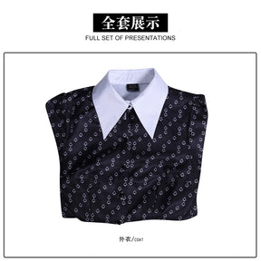 Wednesday Addams Halloween Costume Gothic Costume Wednesday Dress Black Dress White Collar Girls Halloween Costume Dusk Dress
