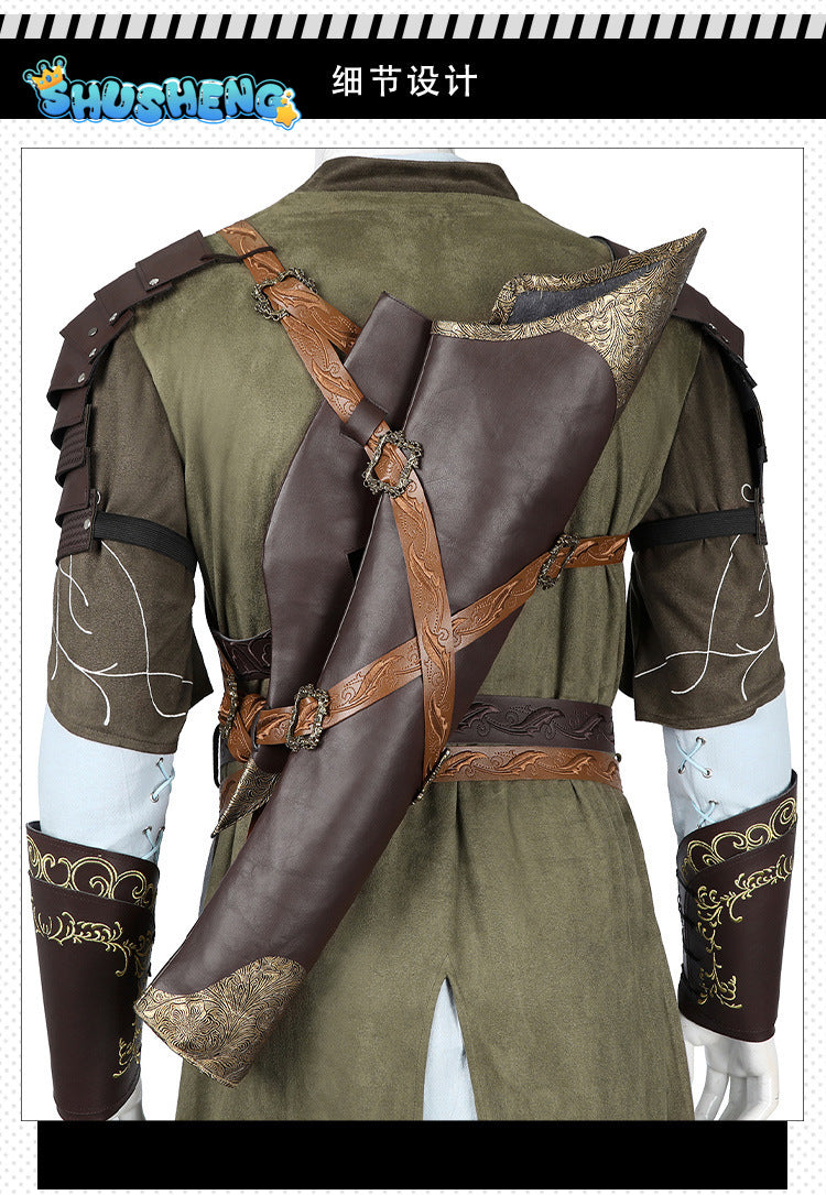 Legolas Cosplay Costume Adult Mens Elf Prince Leather Battle Suit Outfit Full Set Halloween Party Outfits Hand Made Any Size