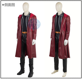 Anime Edward Elric Fullmetal Alchemist Cosplay Costume Wig Red PU Hooded Windbreaker Coat Combats Man Carnival Party Suit