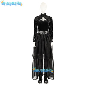 New Movie Lisa Frankenstein Cosplay Costume Black Dress Belt Boots To Choose Custom Made