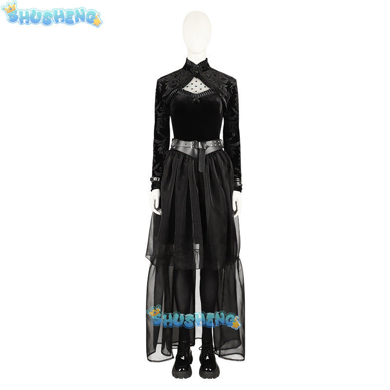 New Movie Lisa Frankenstein Cosplay Costume Black Dress Belt Boots To Choose Custom Made