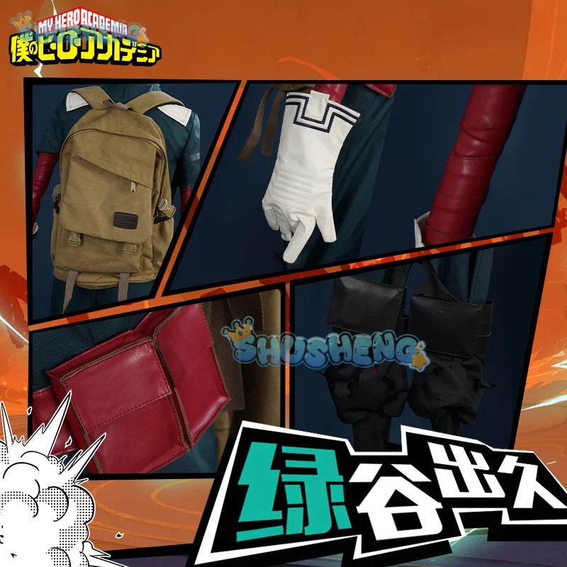 Latest styles My Hero Izuku Academy Midoriya Cosplay Costume Hero Academy Deku Batting Suit Green Men Uniforms set XS-XXL
