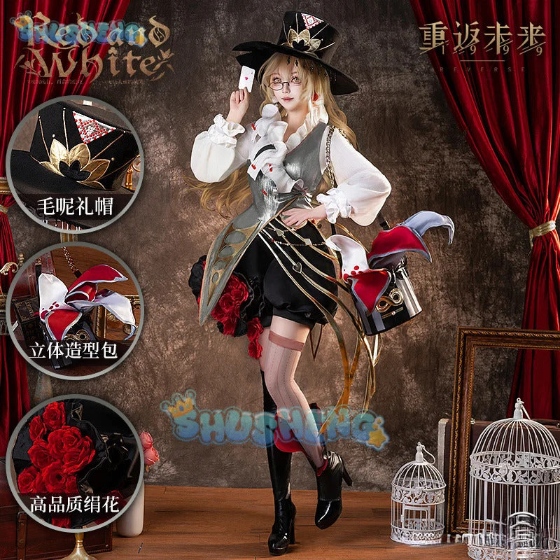 Reverse:1999 Melania Cosplay Costume Cosplay Costume Red and White Uniform Halloween Carnival Party Christmas Clothing