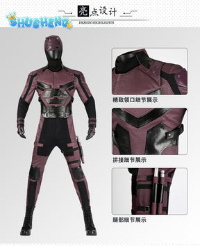 Superhero Daredevil Cosplay Costume Jumpsuit Michael Murdock Soldier Battle Suit With Headgear Full Set