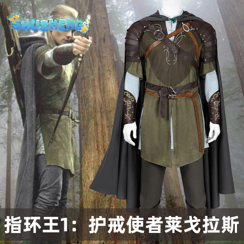 Legolas Cosplay Costume Adult Mens Elf Prince Leather Battle Suit Outfit Full Set Halloween Party Outfits Hand Made Any Size