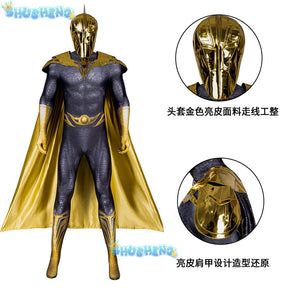 Halloween Doctor Fate Cosplay Costume Hero Jumpsuit With Helmet Cape Movie Black Teth Adam Cosplay Men Suit Custom Made