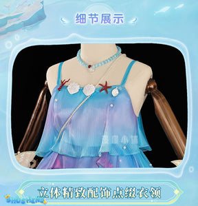 Honor of Kings Dolia Cosplay Wig 80cm Long New Heroine Mermaid Doria Blue Cosplay Anime Heat Resistant Synthetic Wigs