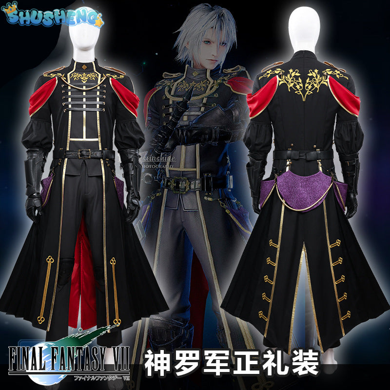 Final Sephiroth Cosplay Costume Shoes Fantasy Formal Wear Military Uniform Youth Handsome Uniform Suit Halloween Party Outfit