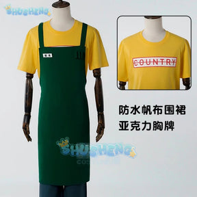 Taro Sakamoto Cosplay Anime Costume Sakamoto Days Lu Shaotang Yellow Pants Apron Glasses Halloween Party Women Men T-Shirt