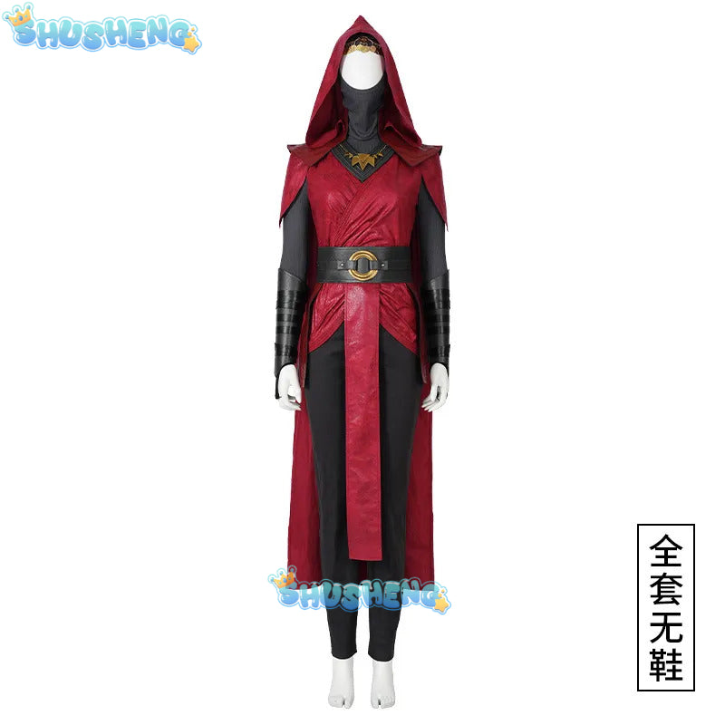 High Quality Halloween Carnival Dark Witch Red Women Outfit Nightsister Merrin Cosplay Costume With Accessories