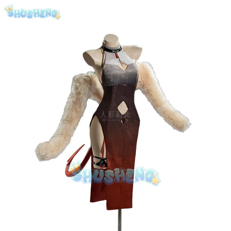 Arknights W's Qipao Skin Cosplay Costume Uniform Halloween Carnival Party Christmas Play Role Clothes Clothing for Women