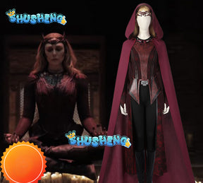 Wanda Django Maximoff Doctor Strange 2 Costume Cosplay Outfit Red Cloak Halloween Cosplay Womens Outfit Full Set High Quality