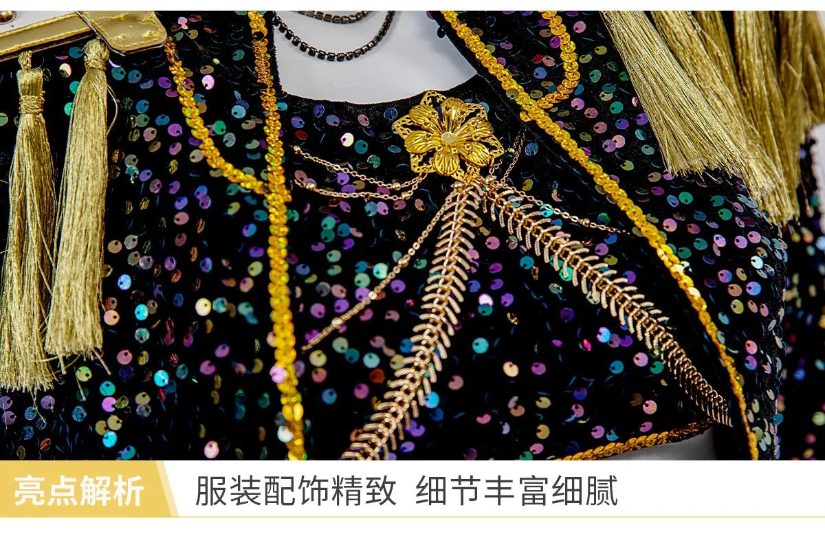 Anime KPop Demon Hunters Mira Cosplay Costume Black Gold Stage Outfit Huntrix Uniform Halloween Party Women Girls Carnival