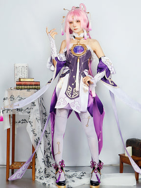 Fu Xuan Cosplay Costume Game Honkai Star Rail Character Fuxuan Uniform Outfit Halloween Party Women Wig Shoes