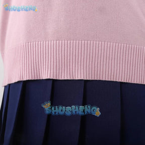 Anime dandadan Momo Ayase cosplay costume pink top skirt earrings choker school uniform props Halloween party women Shusheng