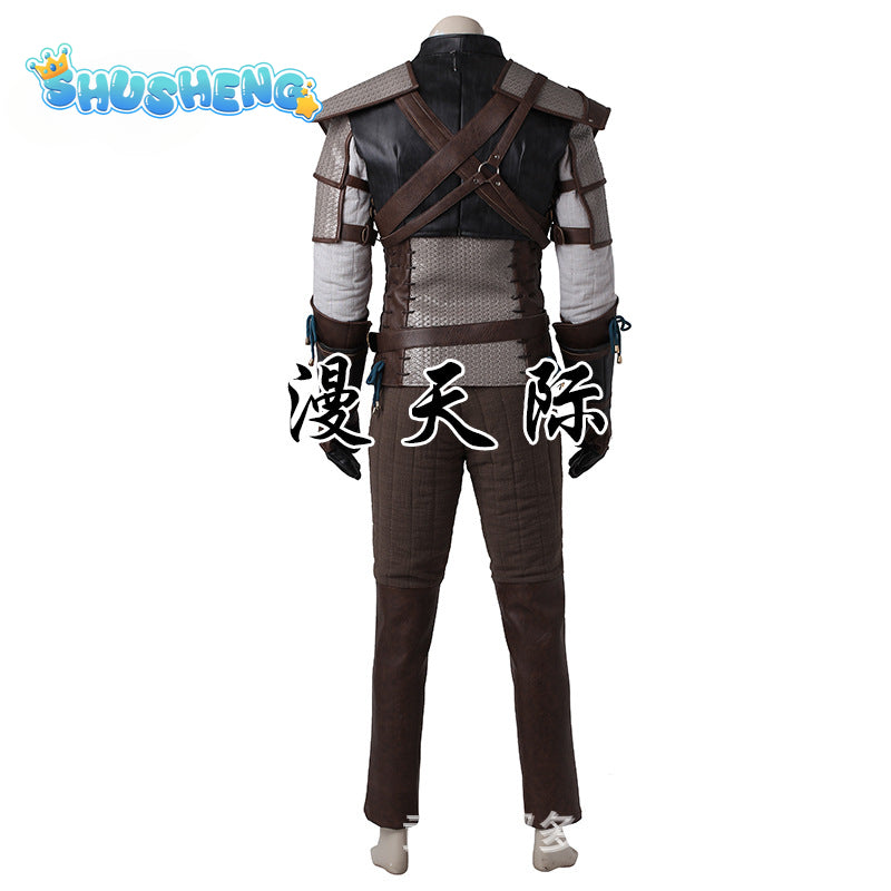 Game Witcher 3 Cosplay Costume Wild Hunt Geralt of Rivia Adult Man Hero Suit Leather Jacket Coat Halloween