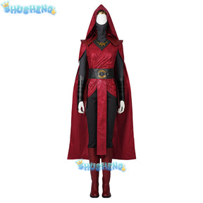 High Quality Halloween Carnival Dark Witch Red Women Outfit Nightsister Merrin Cosplay Costume With Accessories