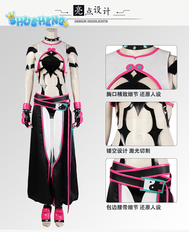 Games Anime New Street Fighter Cos Costumes Han Juri Cosplay Character Uniform Performance Clothes Halloween Carnival Cost