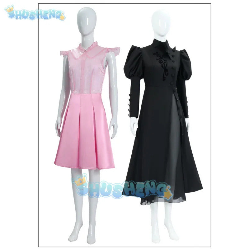 Wicked Glinda Elphaba Cosplay Witches Costumes Clothes Movie Party Role-playing Pink Suit Black Cape Dress Ball Gown Robe Hat