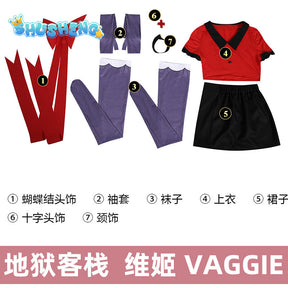 Anime Charlie Morningstar Vaggie Cosplay Hazbin Cos Hotel Fantasia Costume Disguise Adult Women Uniform dress Halloween Suit