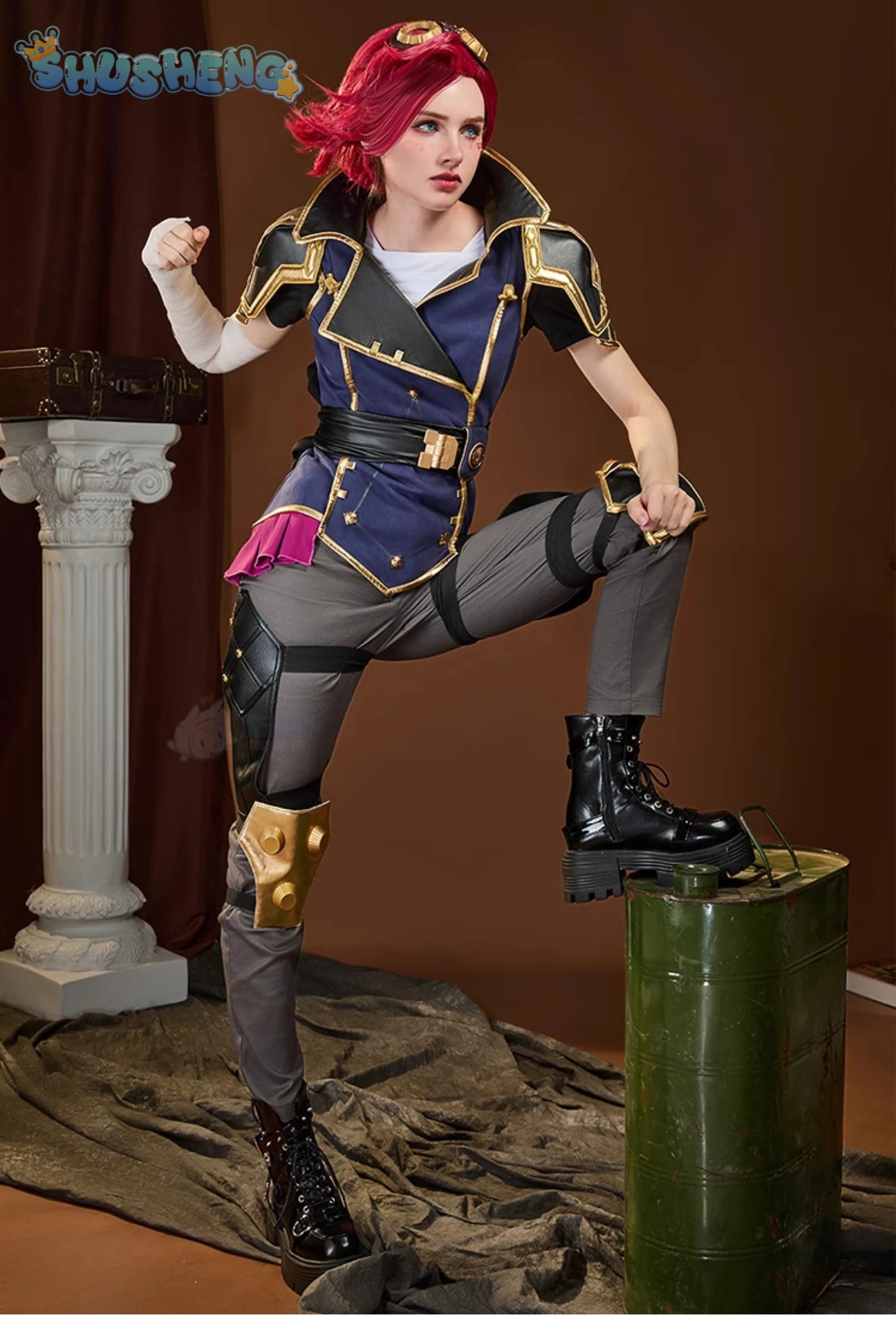 Vi heroine LOL Cosplay Arcane Season 2 costume Party Christmas Fashion Set and Accessories Props Men's and Women's Vi Uniform