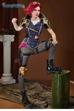 Vi heroine LOL Cosplay Arcane Season 2 costume Party Christmas Fashion Set and Accessories Props Men's and Women's Vi Uniform