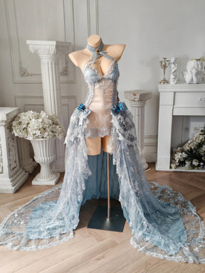 Anime HMS Cheshire Azur Lane Cosplay Costume Women 2025 New Wedding Long Dress Headwear Gloves Props Wig Uniform Halloween Set