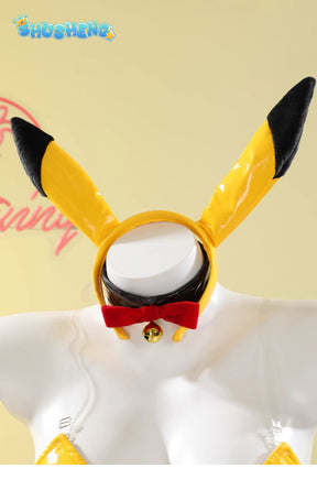 Cosplay Series: Pokemon- Pikachu doujin cute bunny girl Cosplay sexy PU bodycon dress Costume full set Shushengcos S-XL