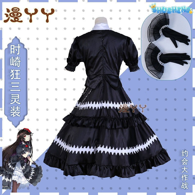 Kurumi Tokisaki Cosplay Costume Anime Date A Live Worst Spirit Dress Maid Uniform Headband Eye Patch Gloves Halloween