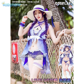Anime Nozomi Tojo LoveLive! School idol project Cosplay Costume Women's Halloween sexy swimsuit dress necklace hat accessory set