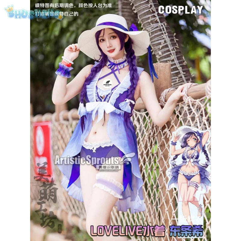 Anime Nozomi Tojo LoveLive! School idol project Cosplay Costume Women's Halloween sexy swimsuit dress necklace hat accessory set