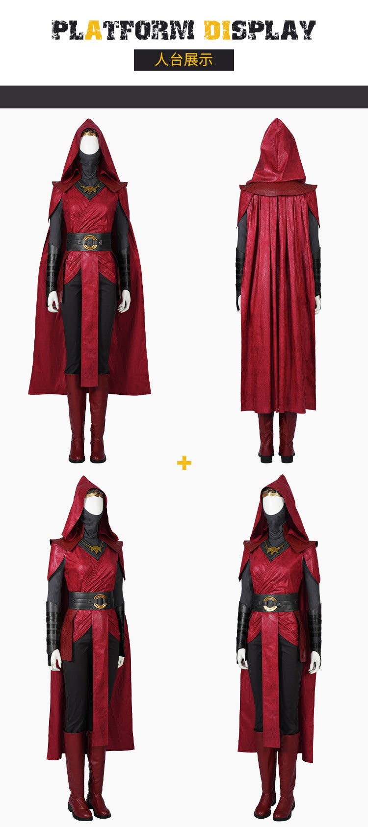 High Quality Halloween Carnival Dark Witch Red Women Outfit Nightsister Merrin Cosplay Costume With Accessories