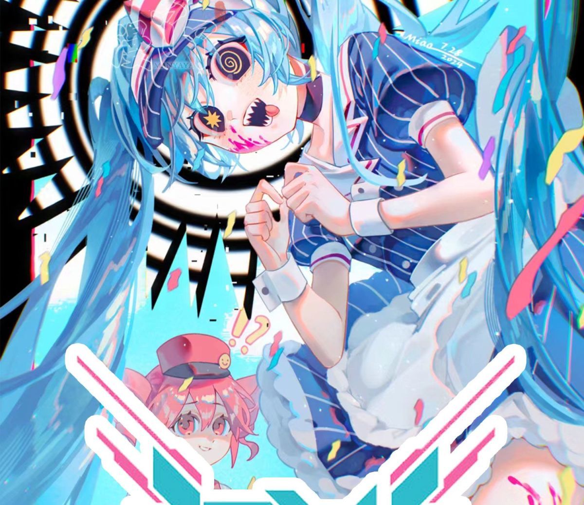 Hatsune Miku Cosplay Costume Anime Mesmerizer Uniform Women Striped Maid Dress Suit Halloween Christmas Carnival Party Dress