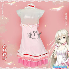 Anime Yosuga No Sora Kasugano Sora Cosplay Costume Girl Sweet Lolita Dress Pajamas Summer Nightgown Ruffle Nightwear Clothes