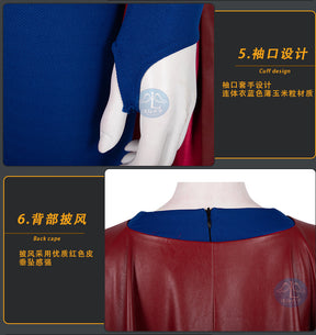 Superhero Cosplay Blue Bodysuit SuperWomen Zentai Costumes Womloak SuperGirl Cos Jumpsuit Rompers Aldult Outfits Role Play