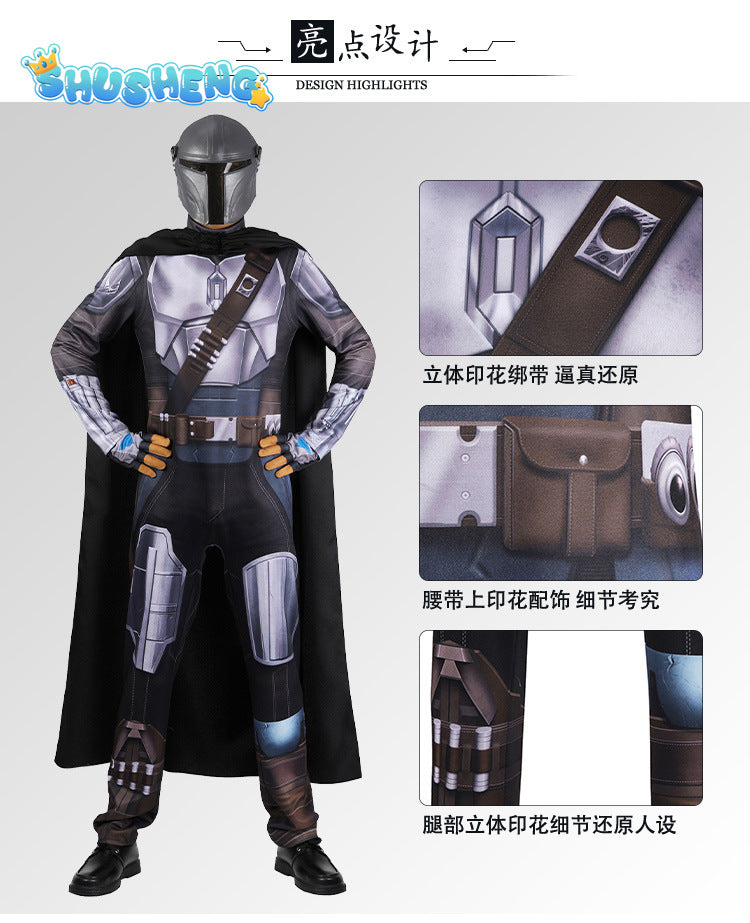 Din Djarin Cosplay Fantasy Battle Armor Mask Movie Bounty Hunter Costume Disguise Adult Men Cosplay Roleplay Fantasia Outfits