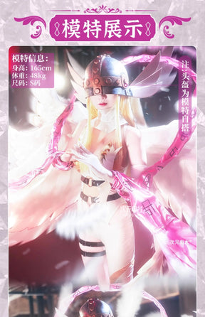 Digimon Adventure New World Cosplay Angewomon Costume Halloween party sexy leather jumpsuit wing prop hat set Woman uniform
