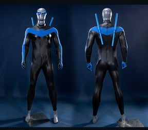 Shusheng-R Anime Nightwing Dick Grayson Cosplay Costume 3D Jumpsuit Halloween Suits Clothes Anime Outfits Men Uniform