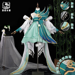 Honor of Kings Xiao Qiao Cosplay Costume Green Snake Skin Uniform Suit Dress Halloween Party Outfit Role Play for Adult Girls
