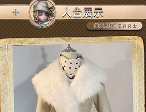 Evelyn Mora Cosplay Game Identity ⅤMs. Farrow Cosplay Costume Woman Coat Scarf Necklace Gloves Outfit Set for Women Clothing
