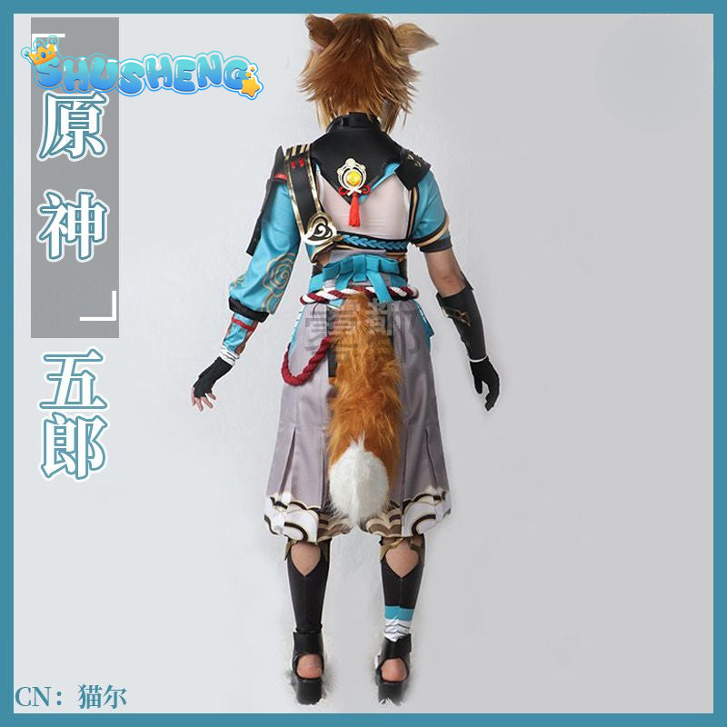 Game Genshin Impact Gorou Cosplay Costume Blue Fox Costumes Halloween Pants Ears Party Cloth