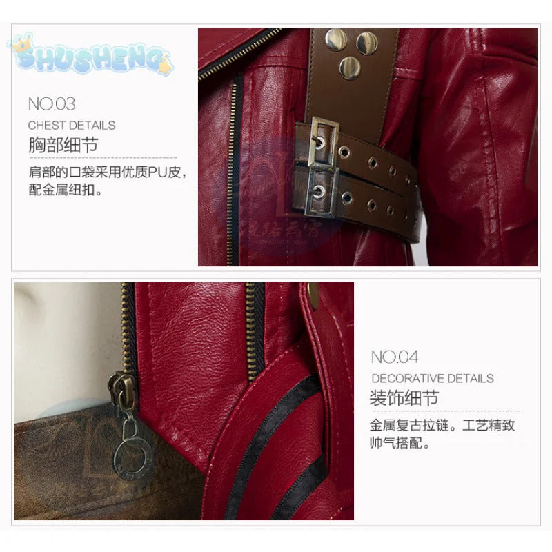 Game DMC 3 Dante Cosplay Costume Coat, gloves, waist bag, belt, Halloween party night red leather suitable uniform Dante Man set