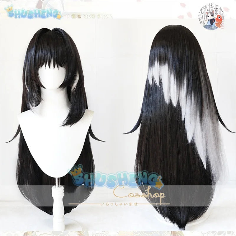 Wuthering Waves Yangyang Cosplay Wig Black White Long Hair Midnight Rangers Outrider Natural Resonator Halloween for Women Props